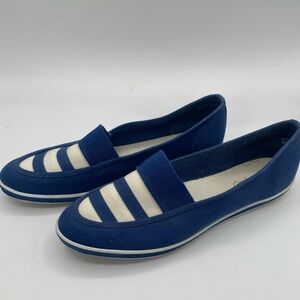 Grasshoppers Blue & White Striped Nautical Canvas Loafers Shoes Women's 9M
